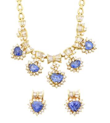 Lot 82 - A suite of sapphire and diamond jewellery