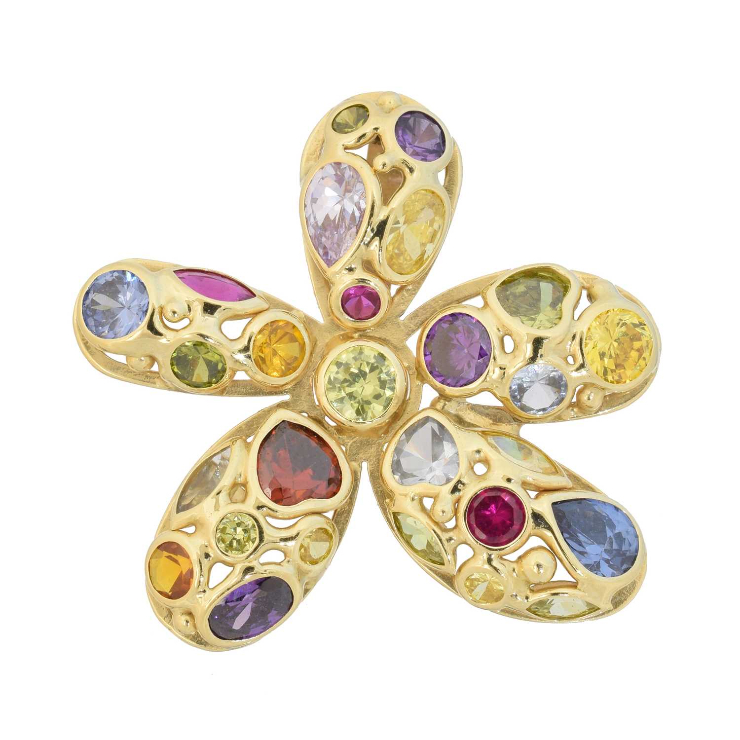 Lot 39 - A gem-set floral pendant