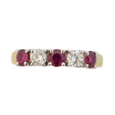 Lot 120 - An 18ct gold ruby and diamond five stone ring
