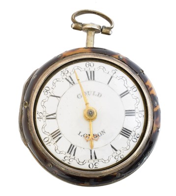 Lot A George III silver and tortoiseshell pair cased pocket watch by Thomas Gould, London