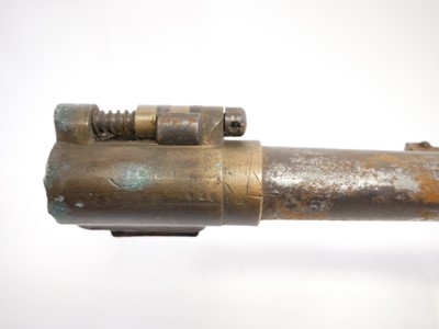 Lot 243 - French 18mm Tabatiere rifle barrel, action and forend.