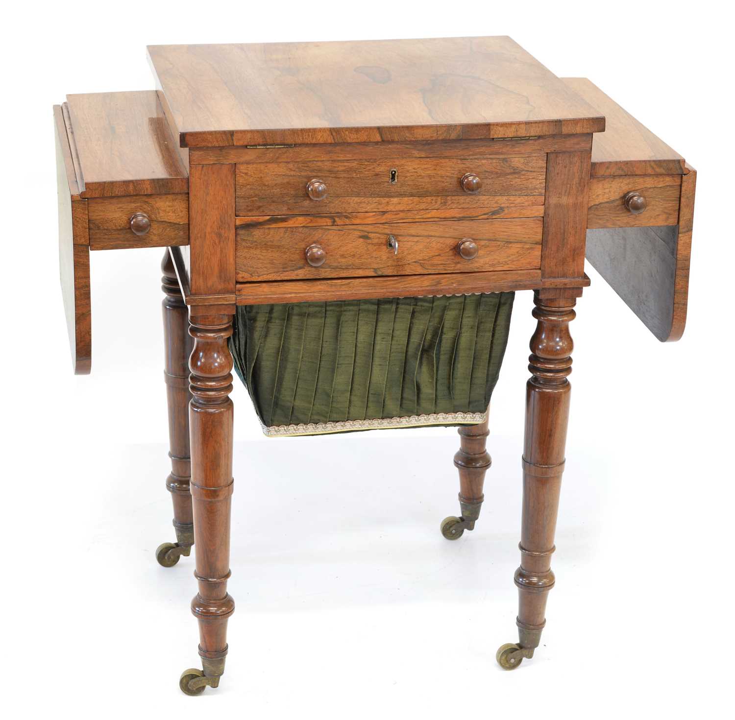 307 - Victorian rosewood veneered sewing table