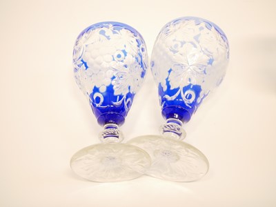 Lot 191 - Five Blue flash wine glasses