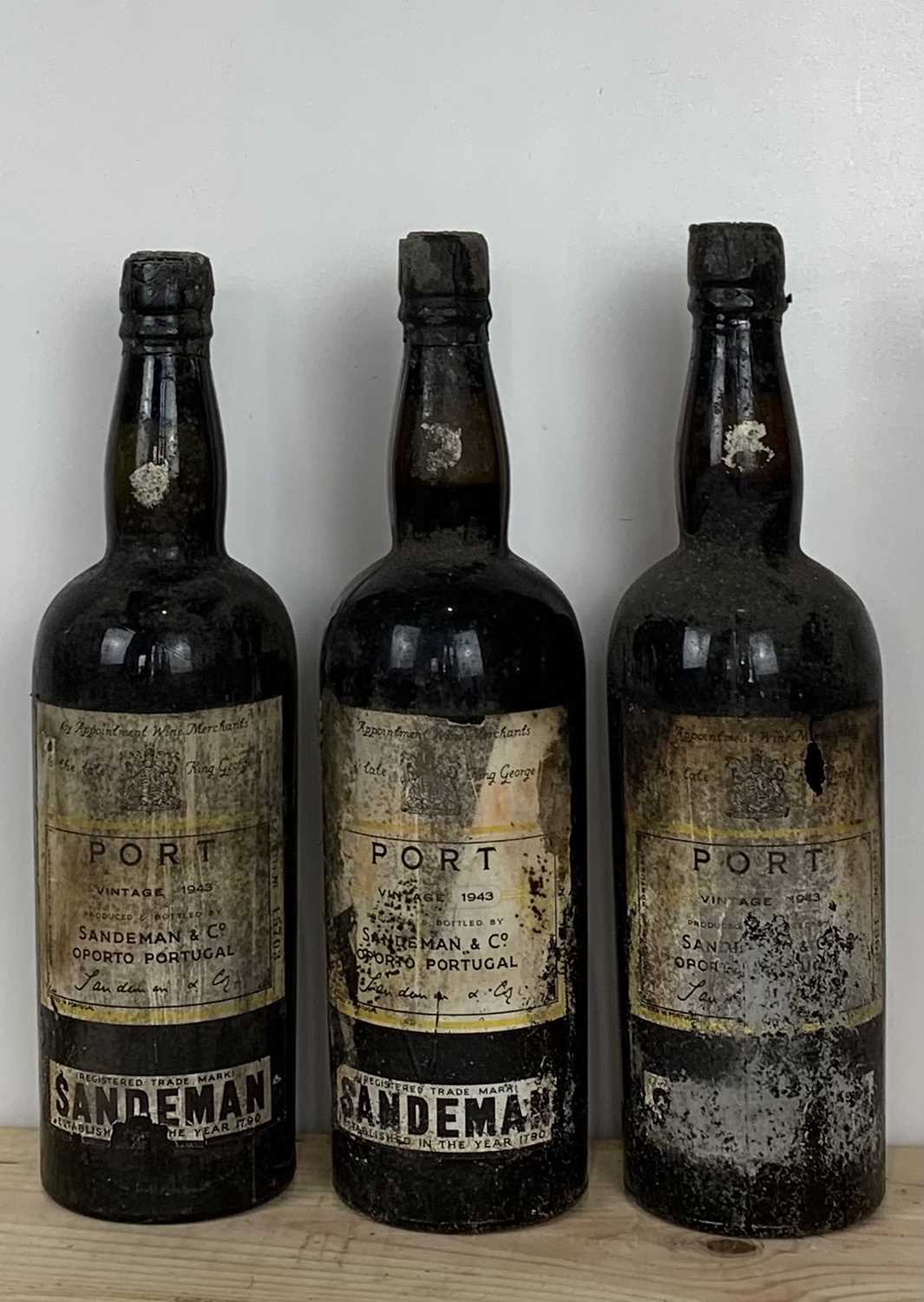 Lot 55 - 3 Bottles Sandeman’s Vintage Port 1943