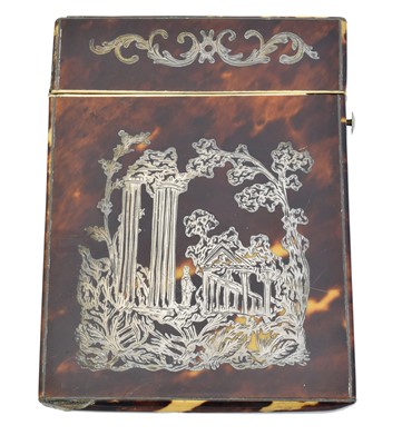 Lot 154 - A Victorian tortoiseshell and silver inlaid card case