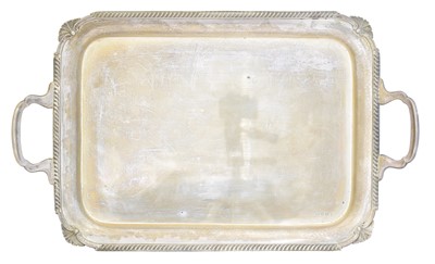Lot 155 - A George VI silver twin handled tray