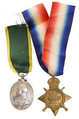 Lot 408 - Territorial Force Efficiency Medal and 1914-15 Star