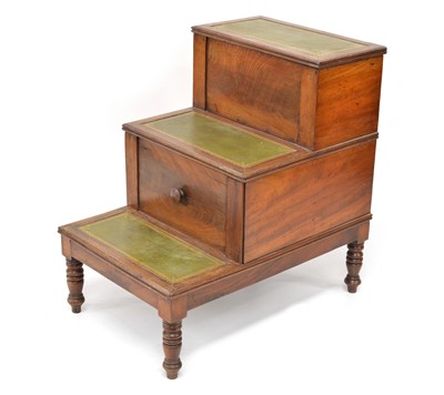 Lot 267 - George III mahogany commode bed steps