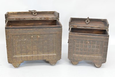 Lot 254 - Two wooden storage boxes with hinged lids
