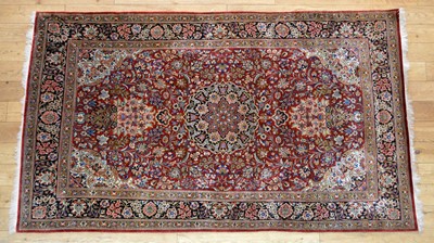 Lot 411 - 20th Century Kashan silk carpet