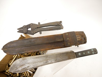 Lot 289 - WWII Wire cutters, 1944 machete and a collection of cases