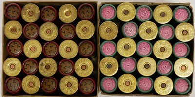 Lot 198 - Two sets of twenty five vintage 12 bore shotgun cartridges, LICENCE REQUIRED