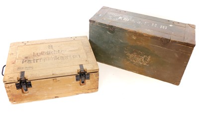 Lot 383 - German WWII 1945 dated ammunition case and one other wood case