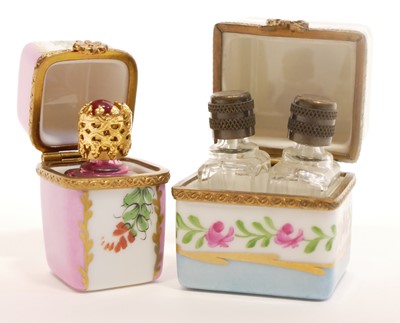 Lot 188 - Two Limoges hand-painted perfume containers