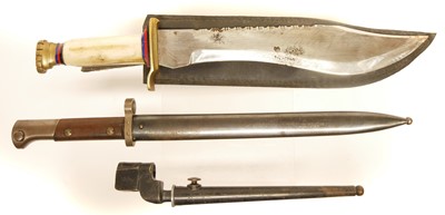 Lot 316 - Two bayonets, and a bowie knife