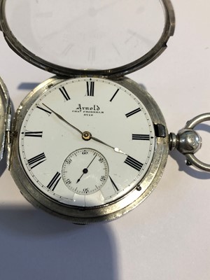 Lot 181 - Three silver pocket watches, Chas. Arnold, Frodsham