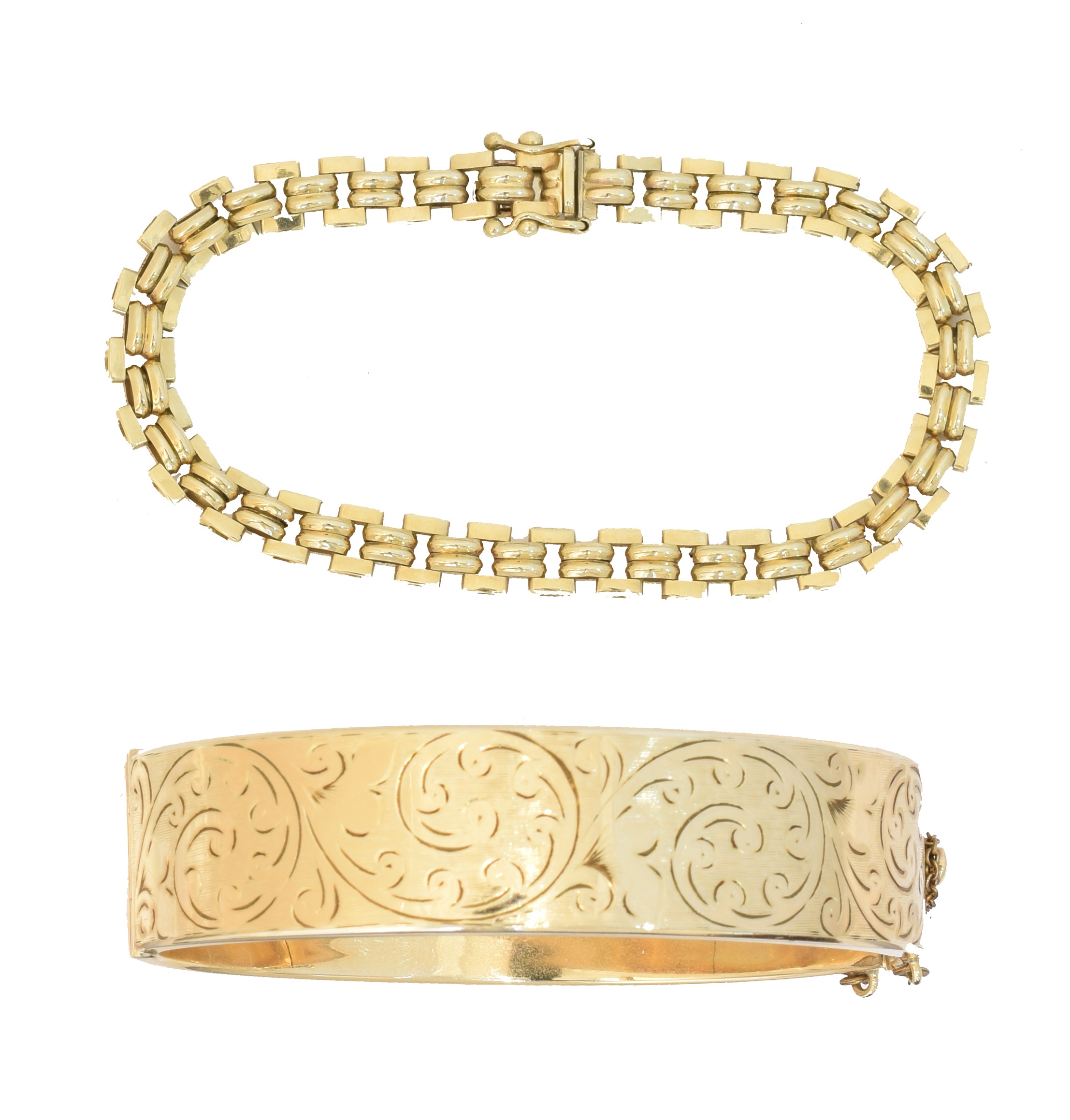 Lot 16 Two 9ct gold bracelets,