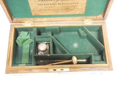 Lot 229 - Oak revolver case labeled Charles Lancaster