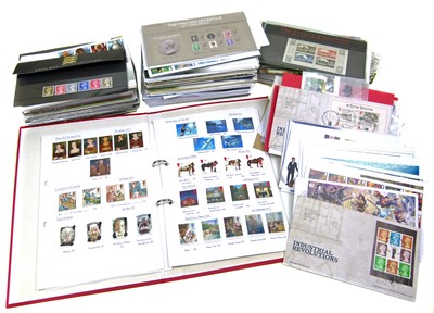 Lot 100 - Box of decimal presentation packs and mint stamps, plus some modern covers