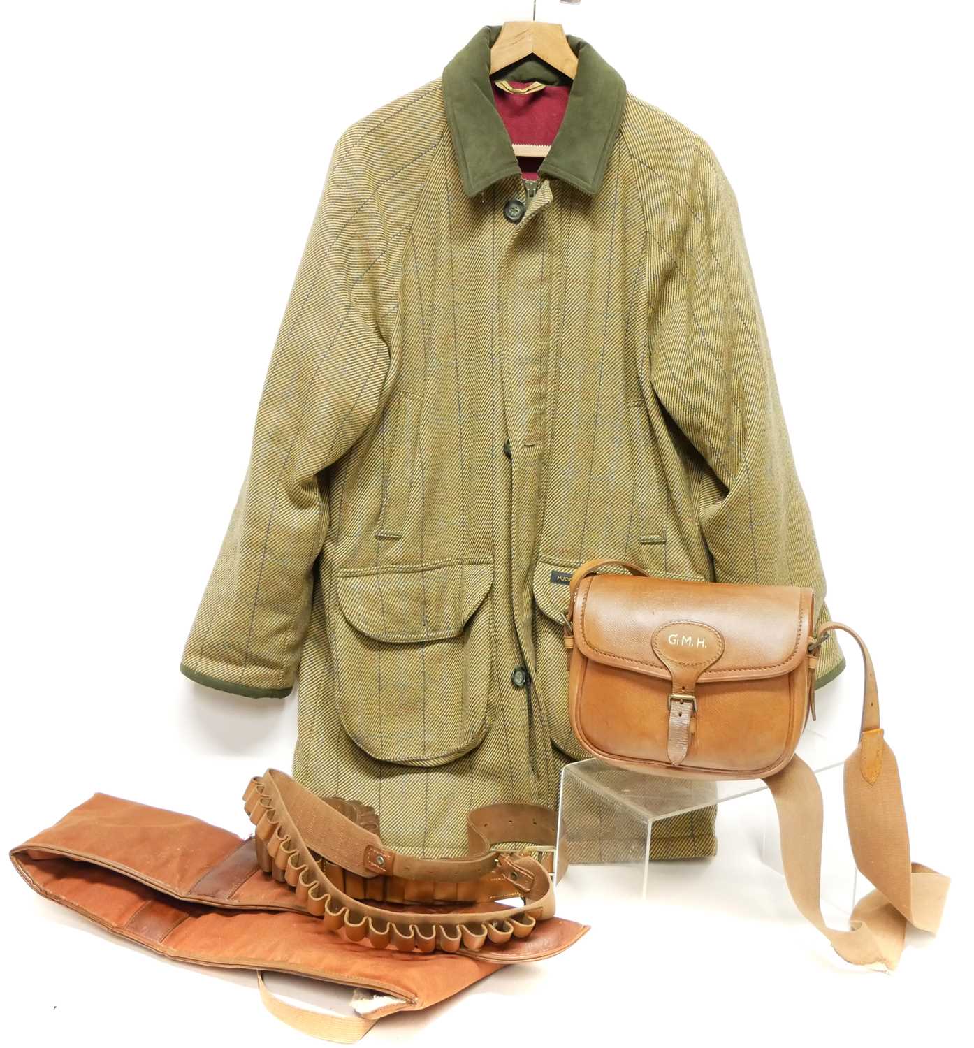 Lot 233 - Hucklecote shooting jacket and shooting accesories