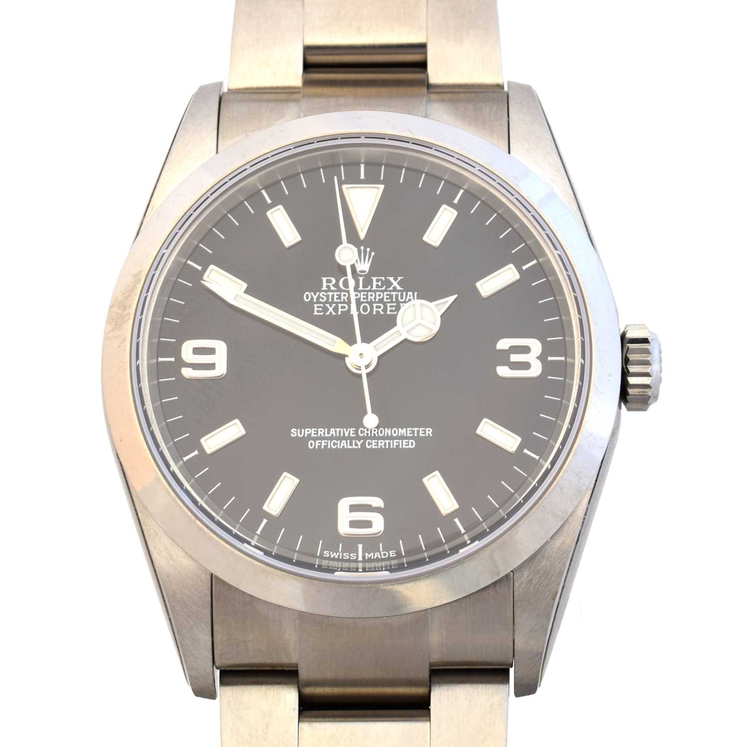 Lot A stainless steel Rolex Oyster Perpetual Explorer watch