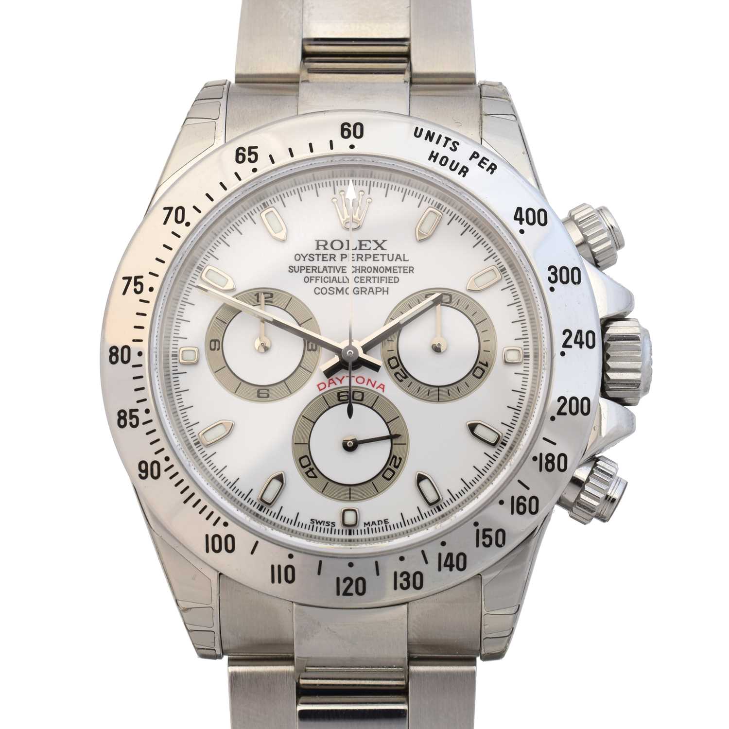 Lot A stainless steel Rolex Oyster Perpetual Cosmograph Daytona wristwatch