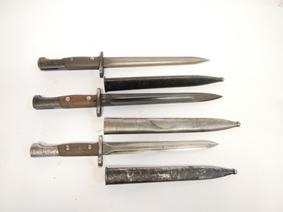 Lot 301 - Three Belgian bayonets