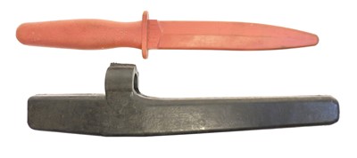 Lot 304 - Rubber training bayonet and knife.