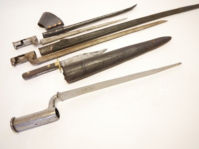 Lot 309 - Three socket bayonets and a small knife.