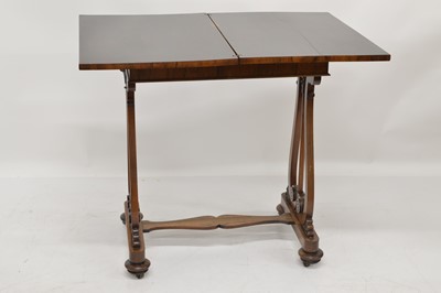 Lot 377 - Victorian rosewood fold-over card table
