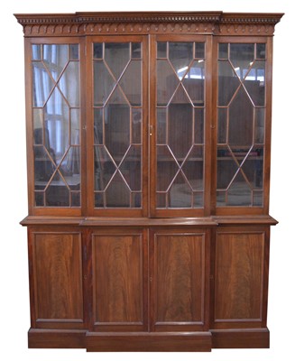 Lot 315 - Mid 20th century breakfront mahogany bookcase