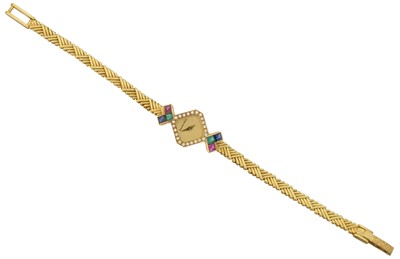 Lot 97 - An 18ct Bueche Girod gold diamond and gem-set cocktail watch