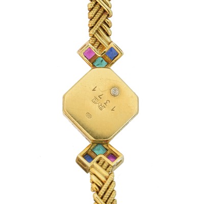 Lot 97 - An 18ct Bueche Girod gold diamond and gem-set cocktail watch