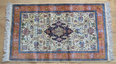 Lot 419 - 20th century Kerman silk rug