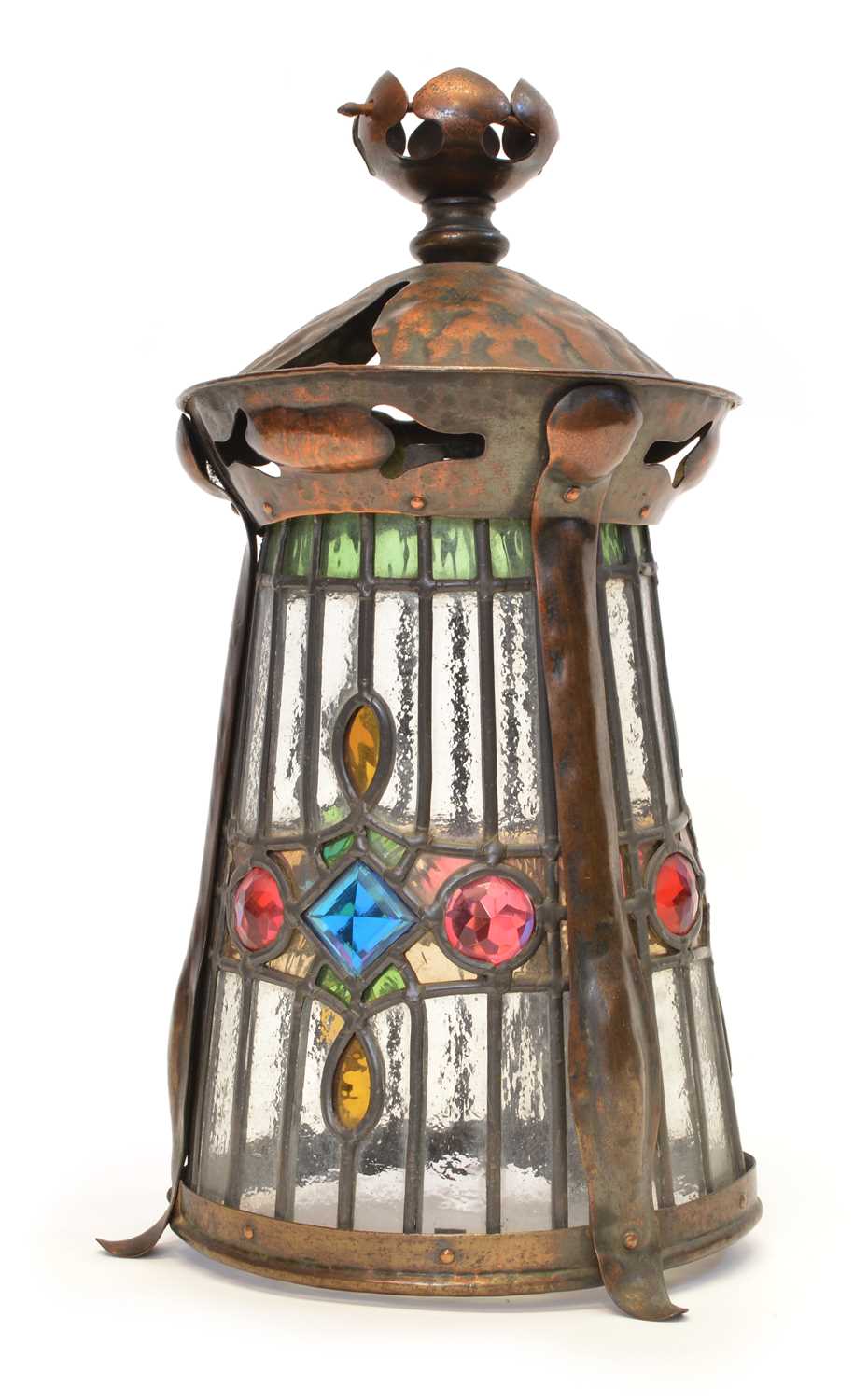 235 - Arts & Crafts stained glass lantern