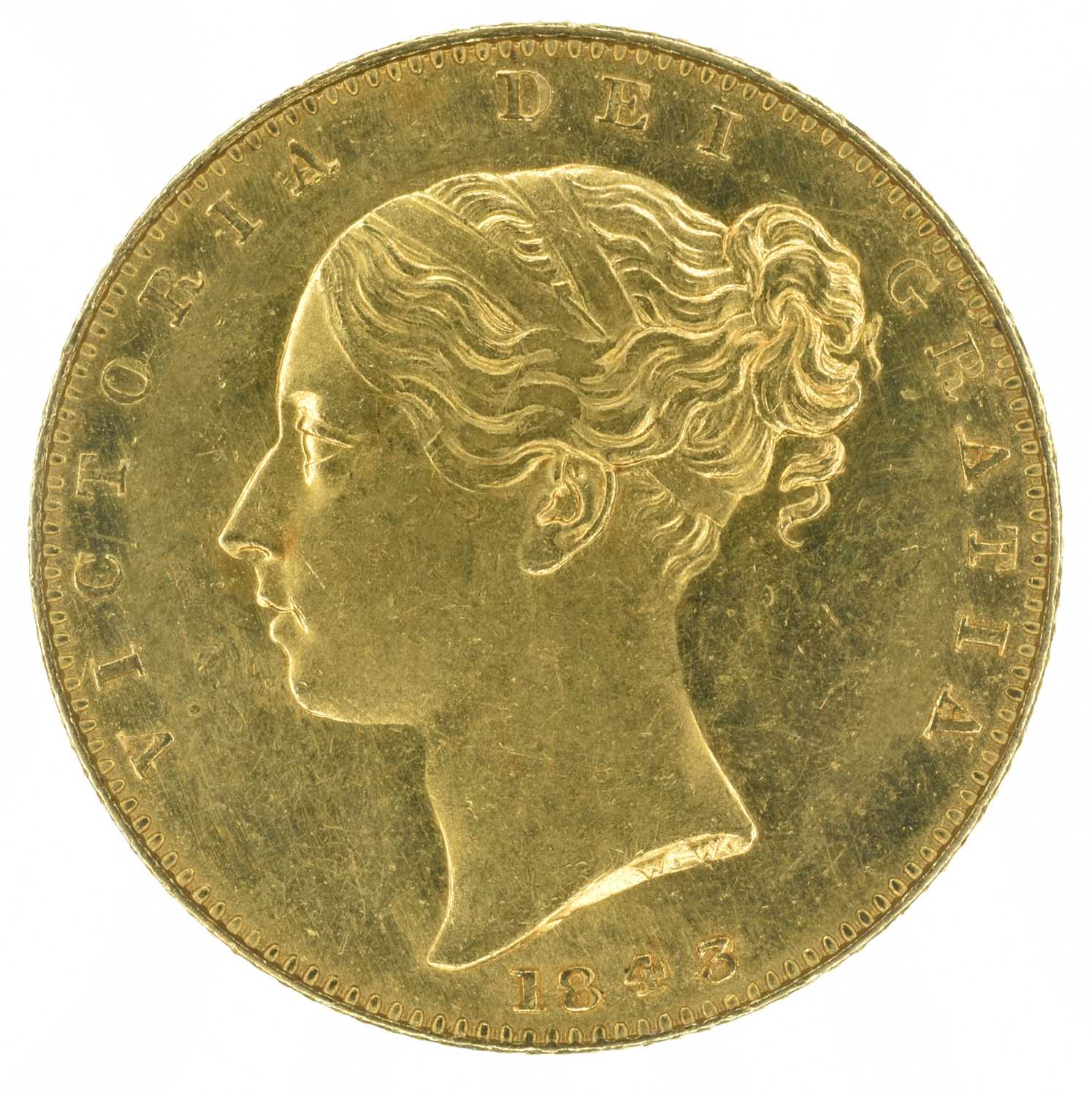 Lot 10 - Queen Victoria, Sovereign, 1843/2, EF.