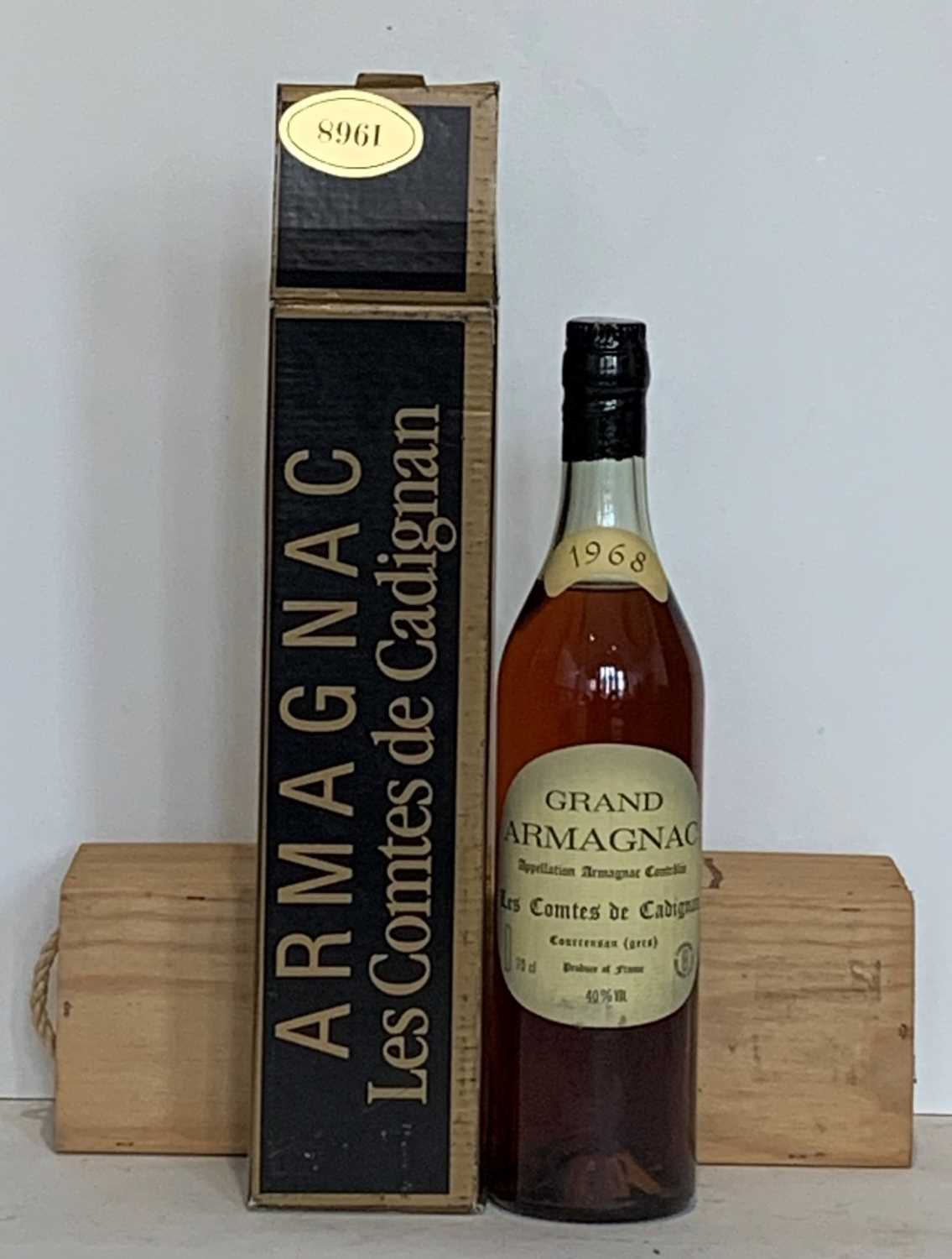 Lot 41 - 1 Bottle in original presentation carton 1968 Vintage Grand Armagnac ‘Les Comtes de Cadignan’
