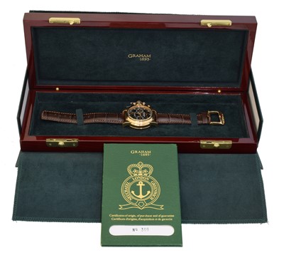 Lot 193 - An 18ct gold Graham Chronofighter Chronograph wristwatch