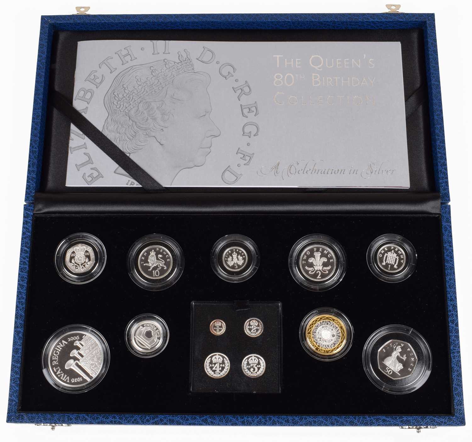 Lot 41 - Royal Mint, "The Queen`s 80th Birthday Collection, A Celebration in Silver" Proof Set, 2006.
