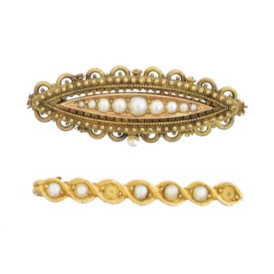 Lot 4 - Two split pearl brooches