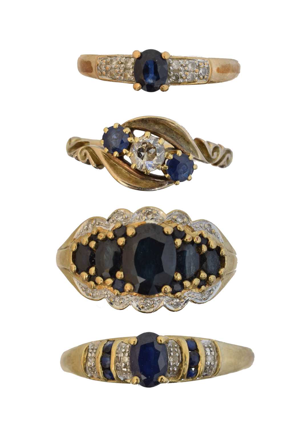Lot 81 - Four sapphire and diamond dress rings