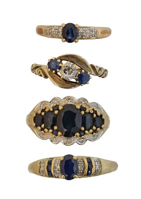 Lot 81 - Four sapphire and diamond dress rings