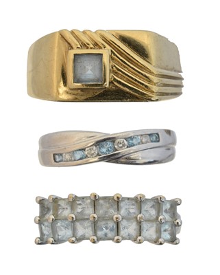 Lot 155 - Three 9ct gold gem-set dress rings