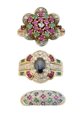 Lot 38 - Three gem-set dress rings