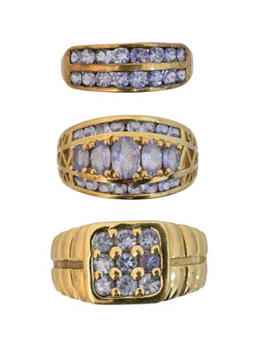 Lot 137 - Three 9ct gold iolite dress rings