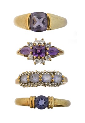 Lot 151 - Four 9ct gold gem-set dress rings
