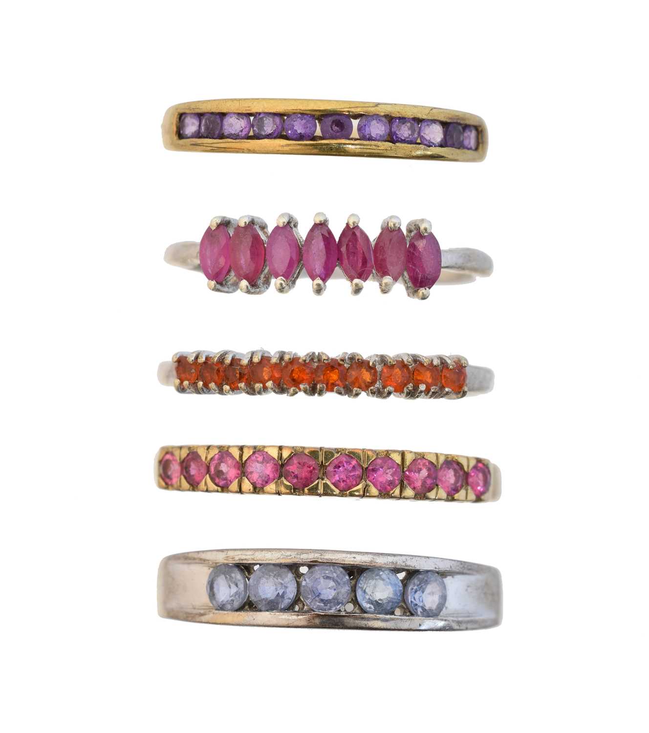 Lot Five gem-set band rings