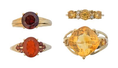 Lot 68 - Four 9ct gold gem-set dress rings
