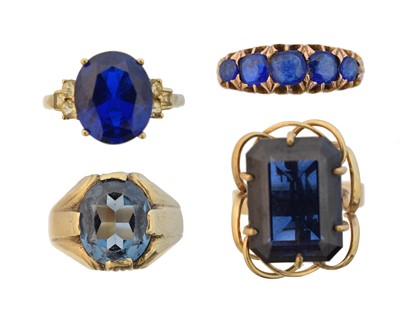 Lot 56 - Four 9ct gold gem set rings