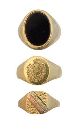 Lot 55 - Three 9ct gold signet rings